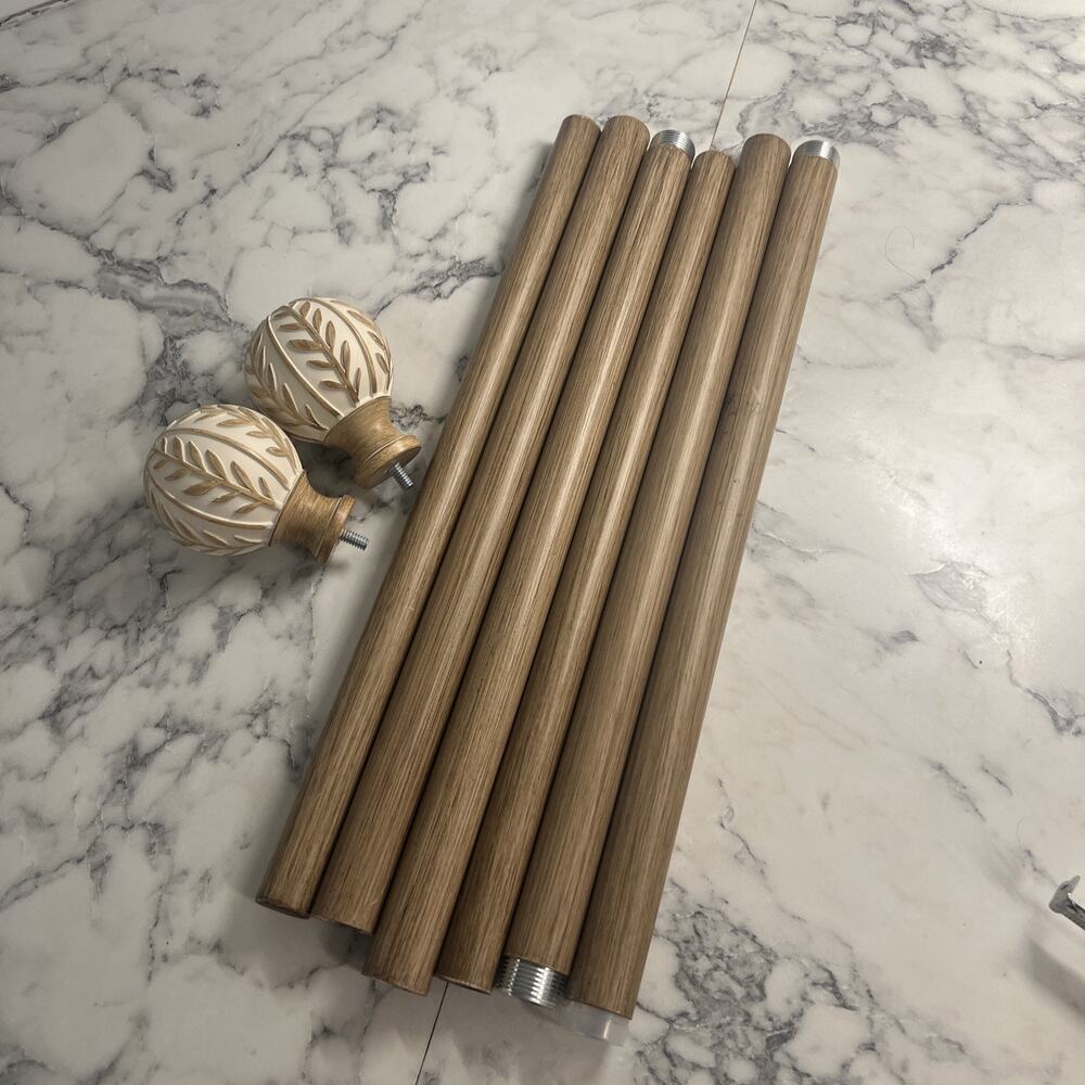 XL Faux Wood Boho Curtain Rods for Windows, Farmhouse Curtain Rod, Rod Only